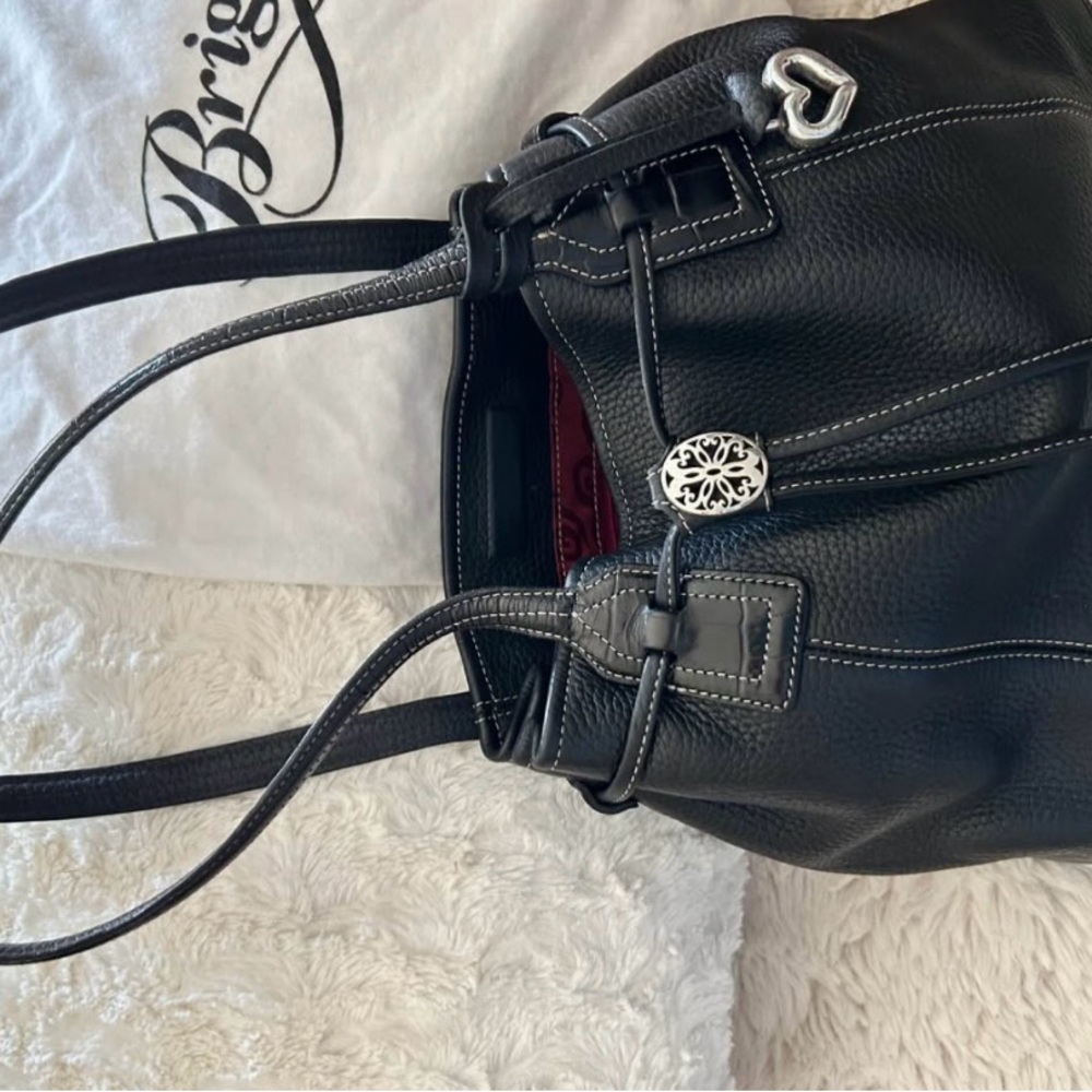 Brighton Black Leather Shoulder Bag with Silver Accents - Picture 3 of 5